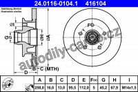Brzdový kotouč ATE 24.0116-0104 (AT 416104) - VW