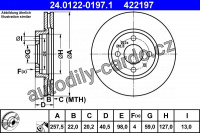 Brzdový kotouč ATE 24.0122-0197 (AT 422197) - CITROËN, FIAT, LANCIA