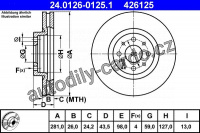 Brzdový kotouč ATE 24.0126-0125 (AT 426125) - ALFA ROMEO, FIAT