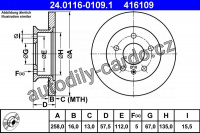 Brzdový kotouč ATE 24.0116-0109 (AT 416109) - VW