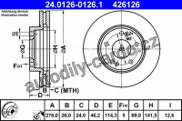 Brzdový kotouč ATE 24.0126-0126 (AT 426126) - HYUNDAI