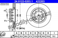 Brzdový kotouč ATE 24.0122-0203 (AT 422203) - AUDI