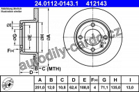 Brzdový kotouč ATE 24.0112-0143 (AT 412143) - CITROËN