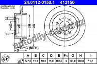 Brzdový kotouč ATE 24.0112-0150 (AT 412150) - VOLVO