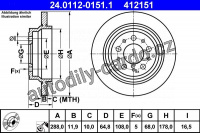 Brzdový kotouč ATE 24.0112-0151 (AT 412151) - VOLVO