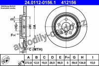 Brzdový kotouč ATE 24.0112-0156 (AT 412156) - CITROËN, FIAT, LANCIA