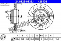 Brzdový kotouč ATE 24.0126-0136 (AT 426136) - MERCEDES-BENZ