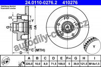 Brzdový kotouč ATE 24.0110-0276 (AT 410276) - VW