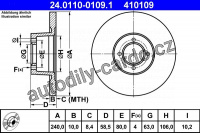 Brzdový kotouč ATE 24.0110-0109 (AT 410109) - BMW
