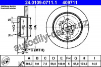Brzdový kotouč ATE 24.0109-0711 (AT 409711) - TOYOTA