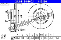 Brzdový kotouč ATE 24.0112-0160 (AT 412160) - RENAULT