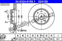 Brzdový kotouč ATE 24.0324-0159 (AT 524159) - Power Disc - VOLVO