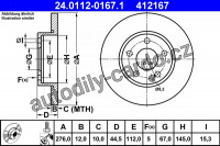 Brzdový kotouč ATE 24.0112-0167 (AT 412167) - MERCEDES-BENZ