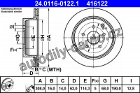 Brzdový kotouč ATE 24.0116-0122 (AT 416122) - NISSAN