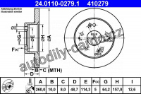 Brzdový kotouč ATE 24.0110-0279 (AT 410279) - HONDA