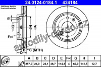 Brzdový kotouč ATE 24.0124-0184 (AT 424184) - HYUNDAI
