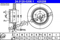 Brzdový kotouč ATE 24.0120-0208 (AT 420208) - MERCEDES-BENZ