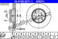 Brzdový kotouč ATE 24.0120-0211 (AT 420211) - OPEL, SUZUKI