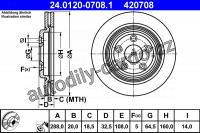 Brzdový kotouč ATE 24.0120-0708 (AT 420708) - JAGUAR