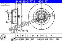 Brzdový kotouč ATE 24.0130-0177 (AT 430177) - AUDI