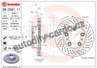 Brzdový kotouč BREMBO 09.C091.11 - PORSCHE