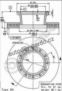 Brzdový kotouč BREMBO 09.7183.40 - IVECO