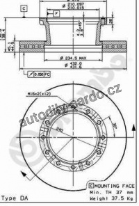 Brzdový kotouč BREMBO 09.7183.50 - IVECO