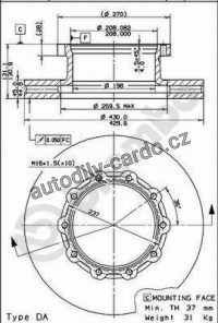 Brzdový kotouč BREMBO 09.8067.10 - SCANIA