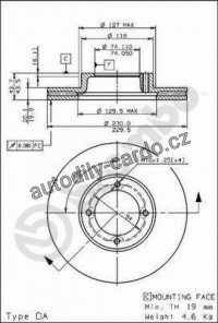 Brzdový kotouč BREMBO 09.6709.10 - TOYOTA