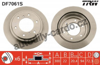 Brzdový kotouč TRW DF7061S - MITSUBISHI PAJERO 00-