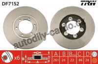 Brzdový kotouč TRW DF7152 - KIA K2500 03-