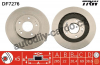 Brzdový kotouč TRW DF7276 - MITSUBISHI PAJERO 99-