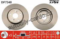 Brzdový kotouč TRW DF7340 - LEXUS IS220D 05-