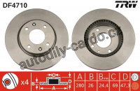 Brzdový kotouč TRW DF4710 - HYUNDAI SONATA 01-04