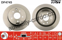 Brzdový kotouč TRW DF4745 - NISSAN X-TRAIL