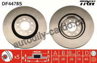 Brzdový kotouč TRW DF4478S - ALFA ROMEO 159 05-