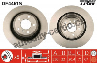 Brzdový kotouč TRW DF4461S - BMW 3