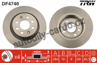 Brzdový kotouč TRW DF4740 - FIAT GRANDE PUNTO 05-