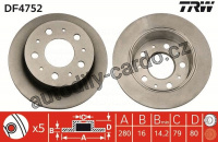 Brzdový kotouč TRW DF4752 - CITROEN JUMER, FIAT DUCATO, PEUGEOT BOXER 06-