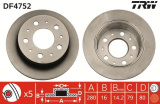 Brzdový kotouč TRW DF4752 - CITROEN JUMER, FIAT DUCATO, PEUGEOT BOXER 06-