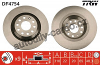 Brzdový kotouč TRW DF4754 - VW PASSAT 05- Golf IV 04-