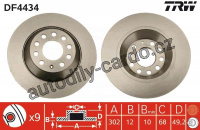 Brzdový kotouč TRW DF4434 - AUDI A6