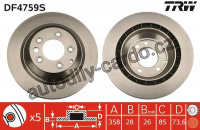 Brzdový kotouč TRW DF4759S - AUDI Q7 06-