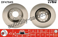 Brzdový kotouč TRW DF4764S - VW TOUAREG 02, PORSCHE CAYENNE