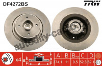 Brzdový kotouč TRW DF4272BS - s ložiskem