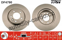 Brzdový kotouč TRW DF4790 - RANGE ROVER SPORT 06- 2.7D