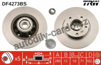 Brzdový kotouč TRW DF4273BS - s ložiskem