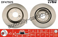 Brzdový kotouč TRW DF4792S - RANGE ROVER SPORT 06-