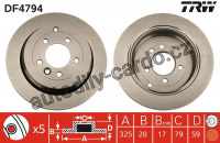 Brzdový kotouč TRW DF4794 - RANGE ROVER SPORT 06-