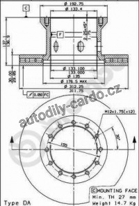 Brzdový kotouč BREMBO 09.7323.10 - FIAT